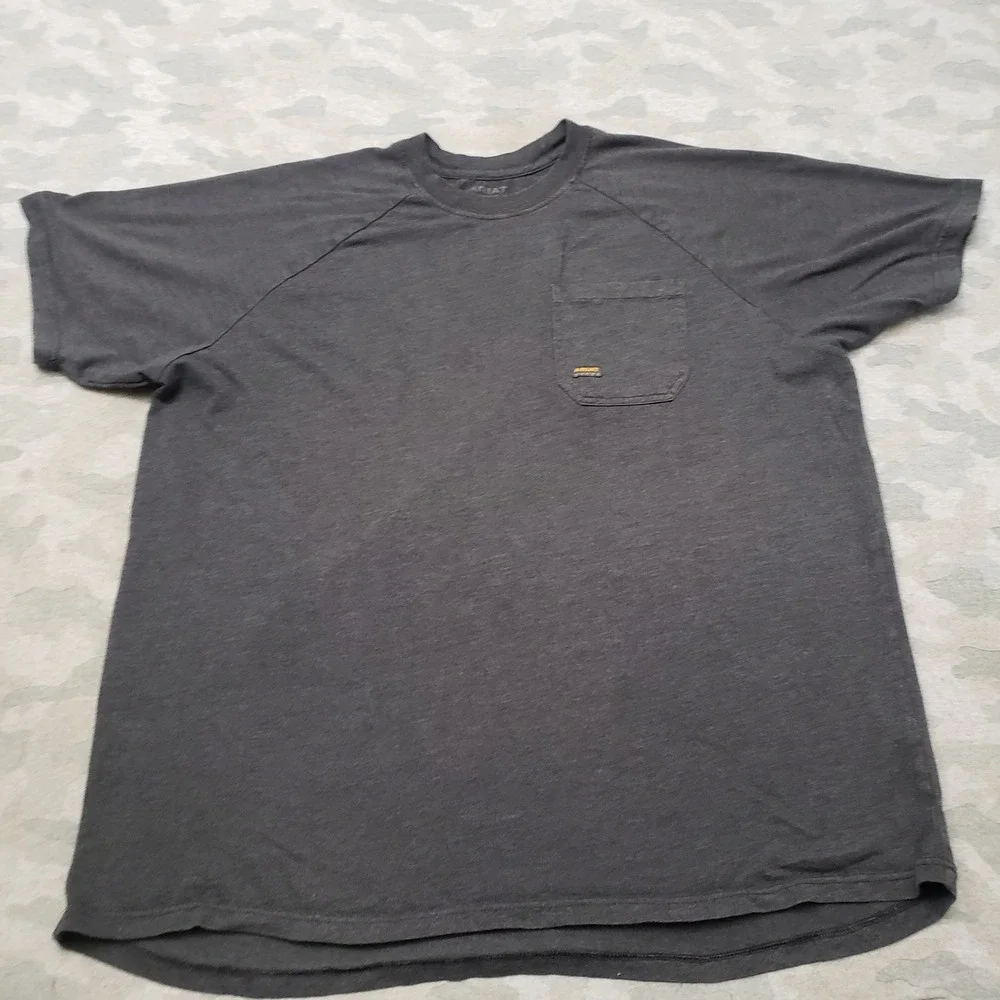 Ariat Shirt Mens 2XL Gray Pocket Tee Short Sleeve Workwear Outdoors